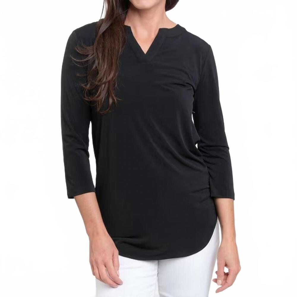 NEW ELSIE & ZOEY quarter sleeve v-neck tunic in black